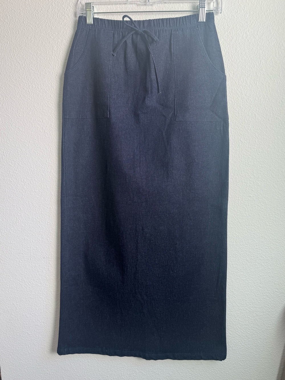 ✨ Vintage 90s Minimalist Navy Linen-Blend Maxi Skirt M ✨